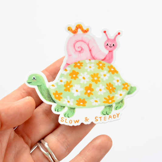 sticker slow and steady imaginary animal