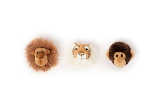 Mini DĂ©coration Murale Peluche TĂȘtes d'Animaux : Coffret Jungle - Wild & Soft