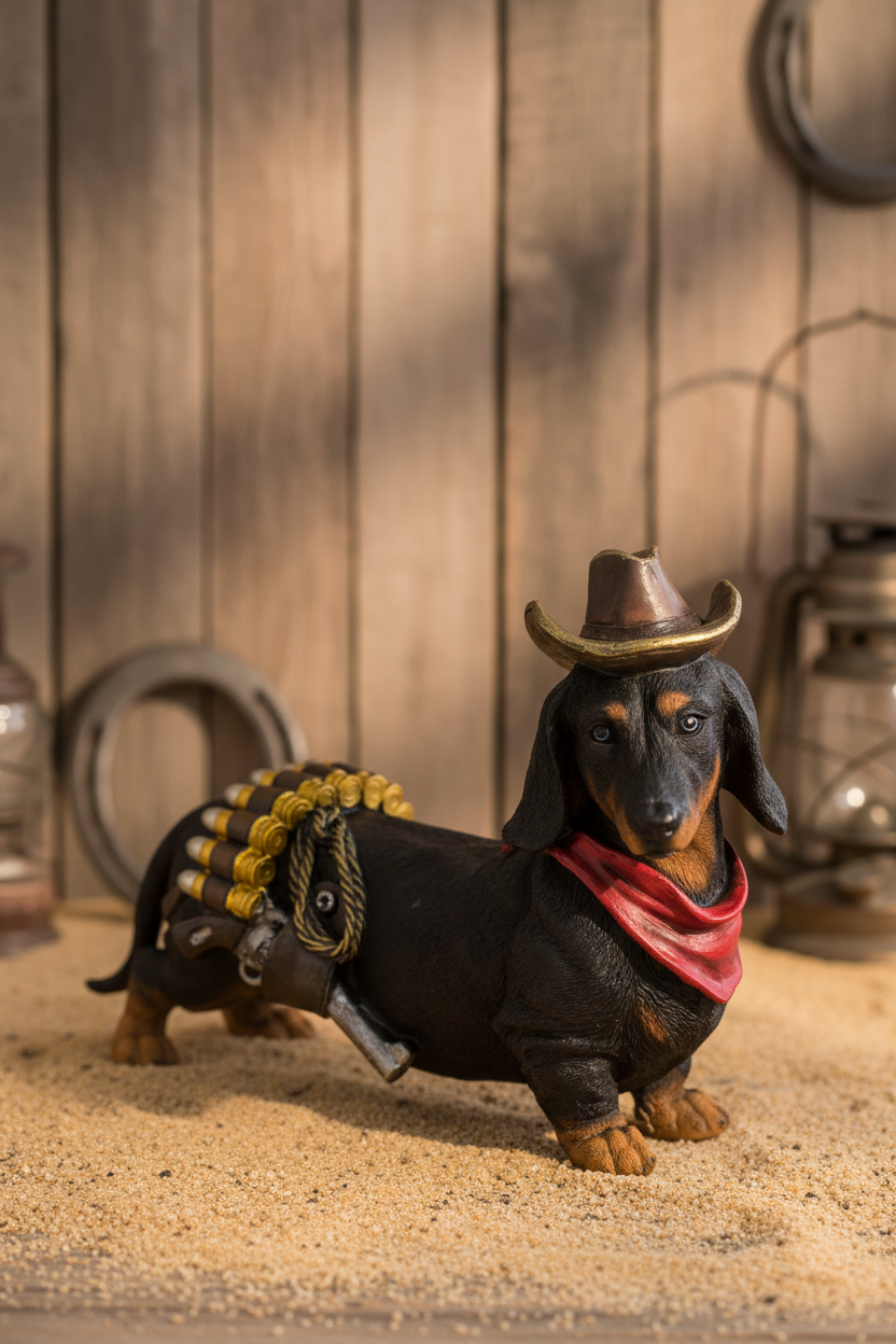Décoration Chien Teckel Cowboy