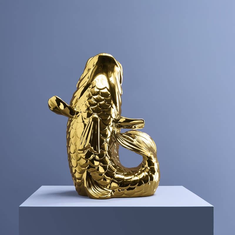 Goldene Blubb-Fischskulptur/Vase
