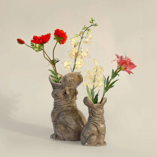 Stor flodhest vase Sultne flodhester