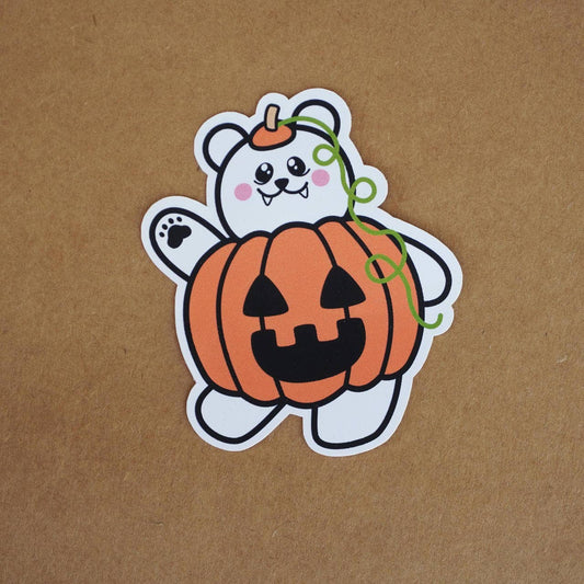 autocollant ours citrouille dhalloween