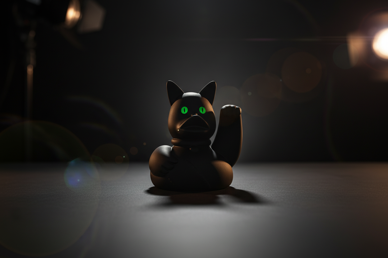 Duck Lucky Cat Black