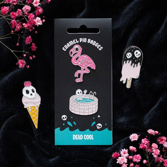 Pin’s Dead Cool Summer - Squelette et Flamant