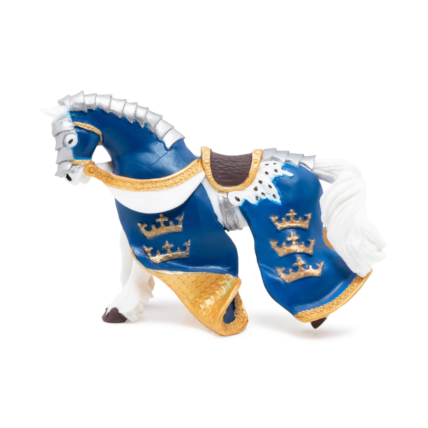 Figurine Cheval du roi Arthur bleu Papo - personnage médiéval