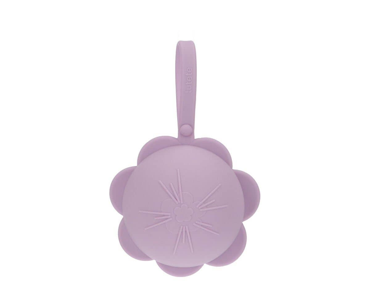 Porte-sucette en silicone Fleur lilas