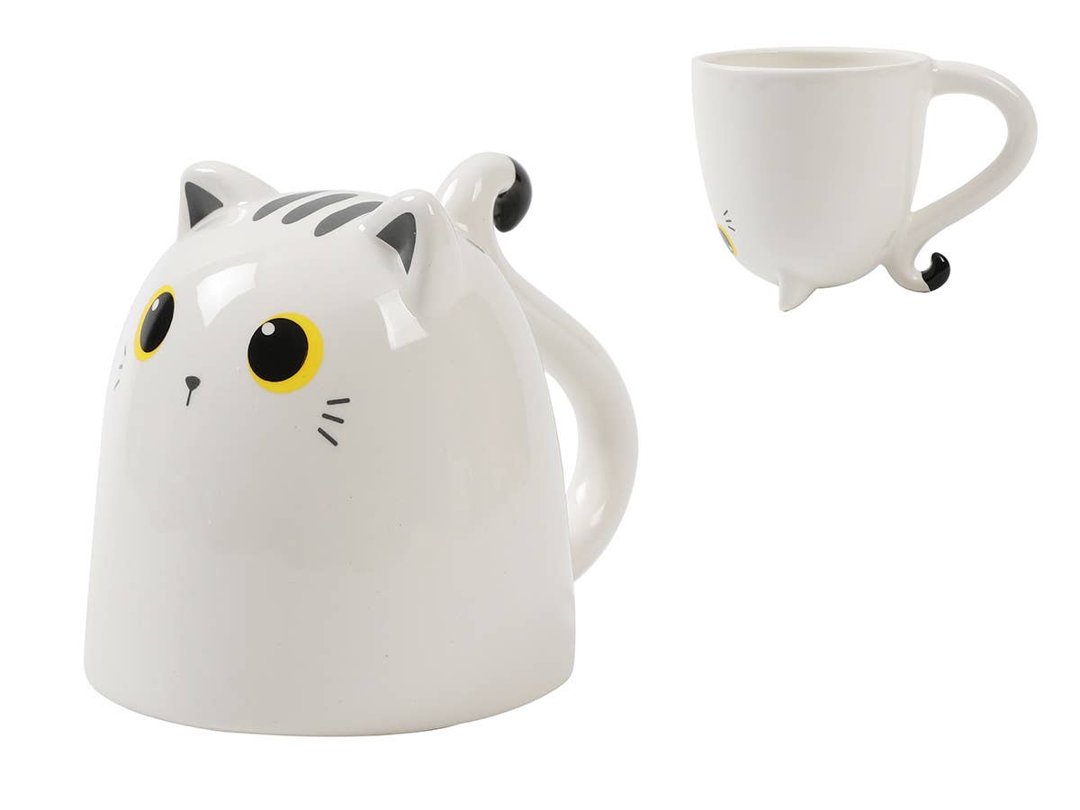 3D White Cat Mug