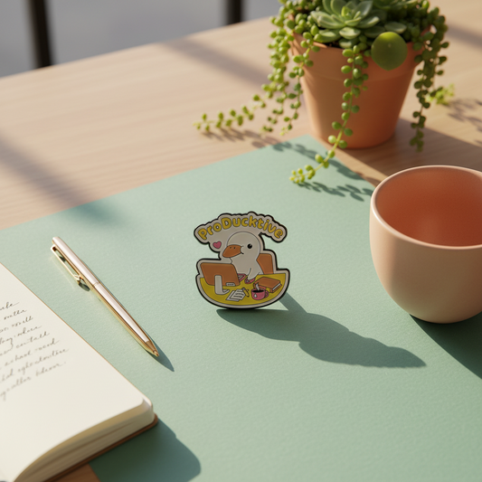 Λευκή καρφίτσα πάπιας "ProDucktive"