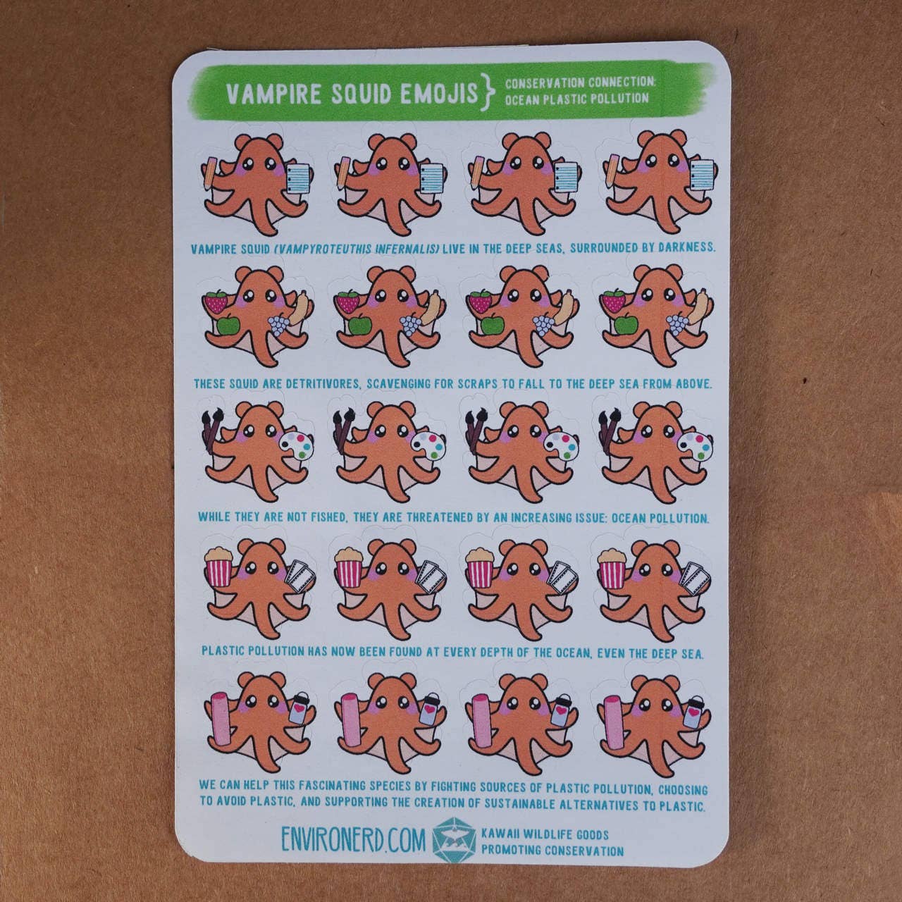 Feuille d'autocollants Vampire Squid Emoji