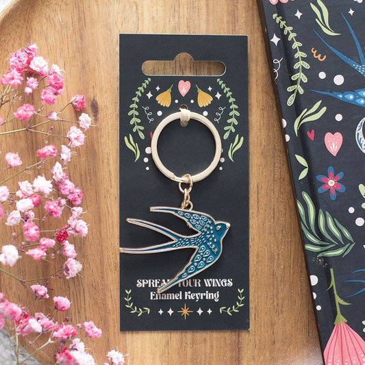 Porte-clés Hirondelle Écarte Tes Ailes Bleu