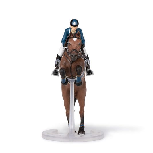 Figurine Cheval de saut d'obstacle et son cavalier Papo - cheval