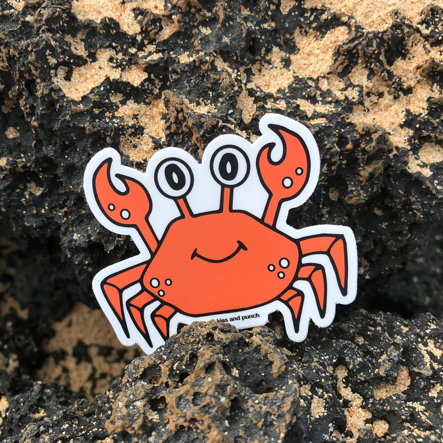 sticker crabe cute kiss and punch