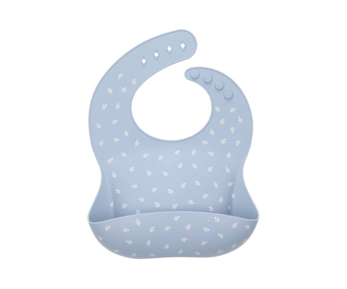 Bavoir en silicone Feuilles Bleu