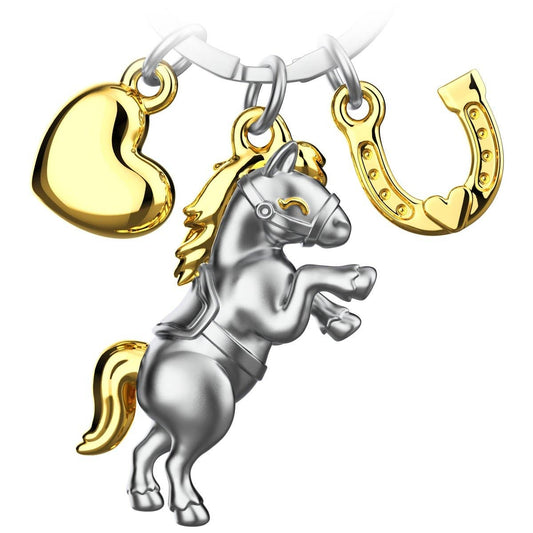 porte cles cheval avec coeur et fer a cheval fabach FABACH_Pferd_Pony_gold
