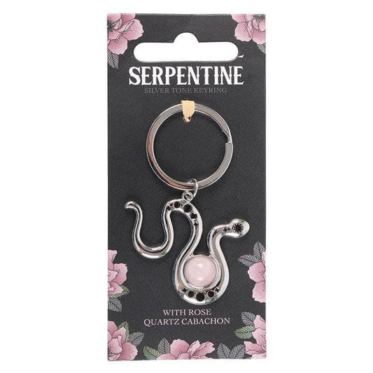 Porte-clés serpent avec cristal de quartz rose