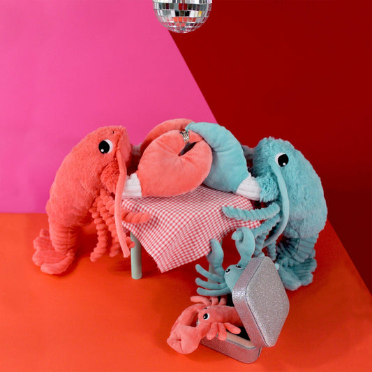 Peluche Ptipotos Homard Maman et Bébé - Bleu Aqua