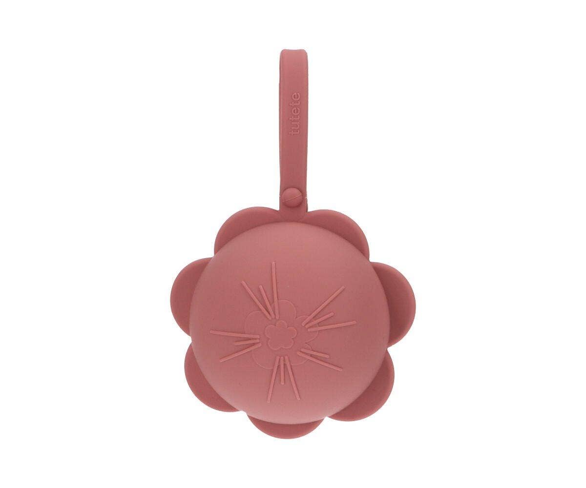 Porte-sucette en silicone Fleur brique - vue 3