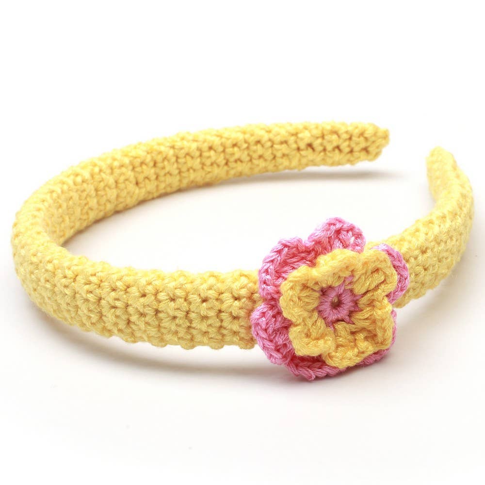 Serre-tête avec fleur - Jaune