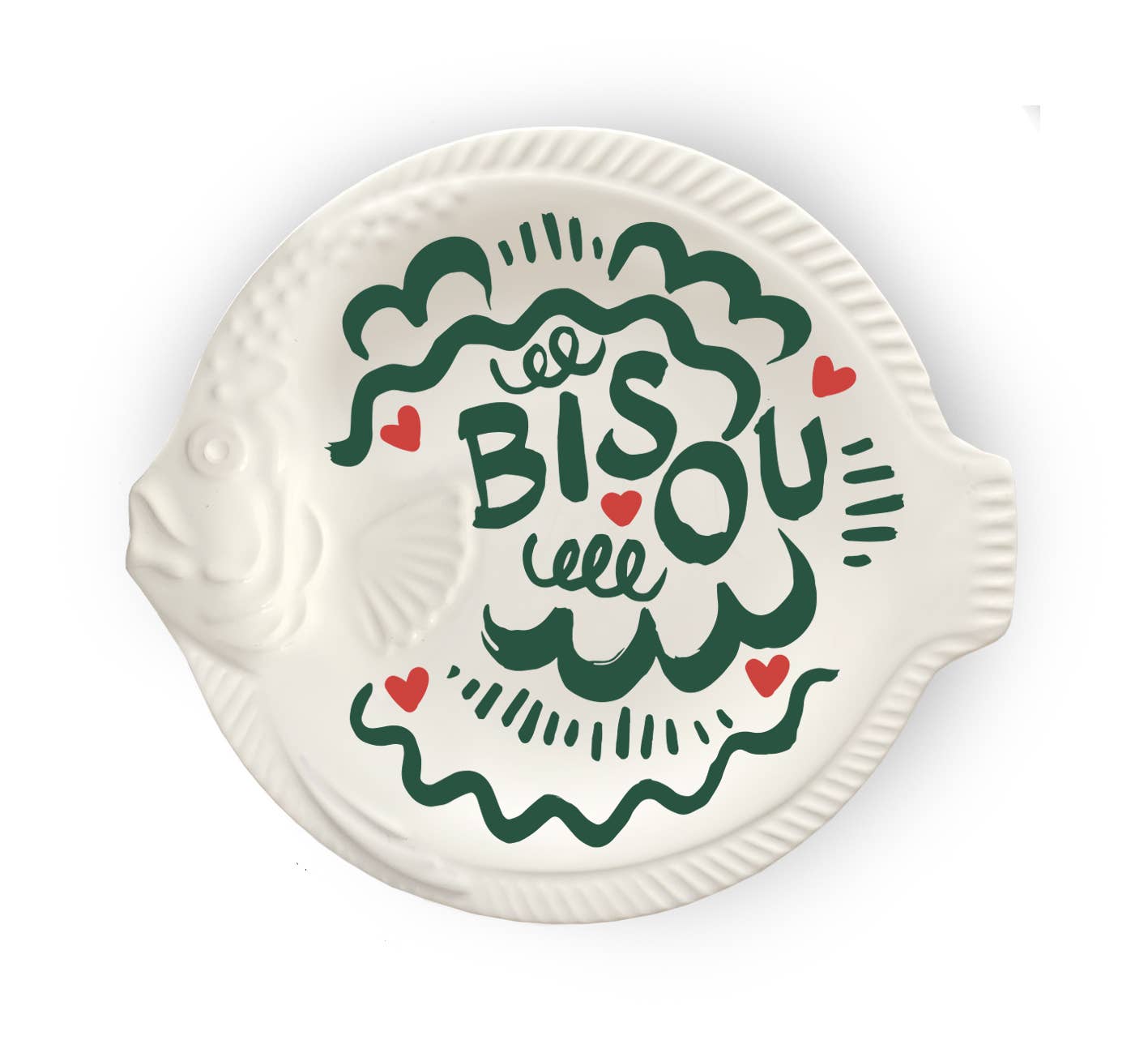 plat poisson bisou vert pied de poule