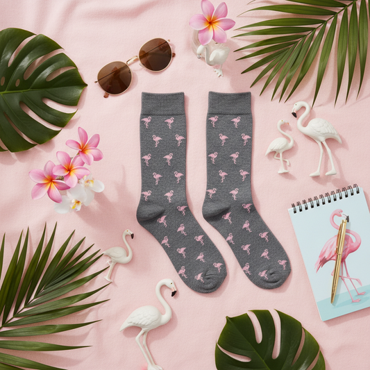 Chaussettes Flamant Rose Grises