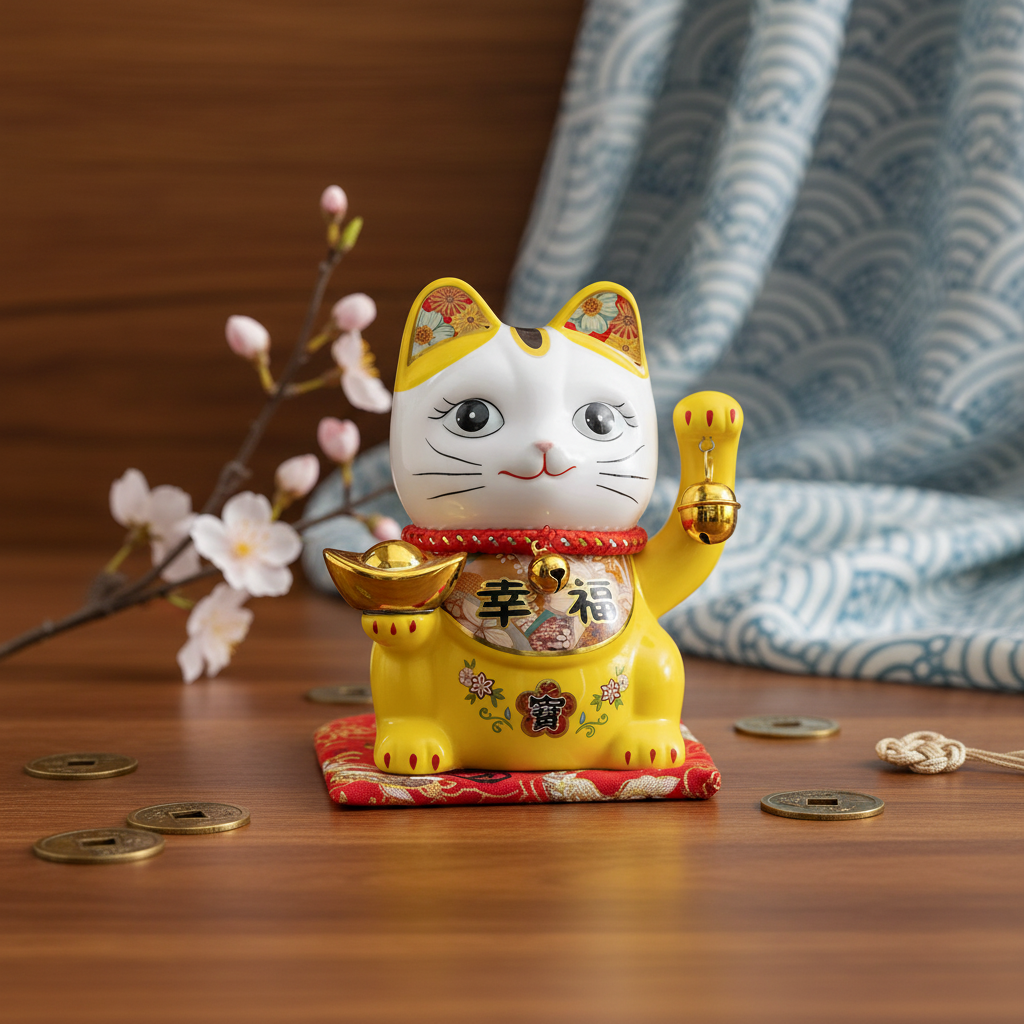 Gul Lucky Cat sparegris