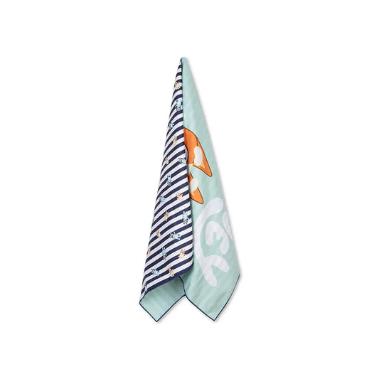 Microfiber Beach Towel - Blue/White - Bluey - 135 x 65 cm