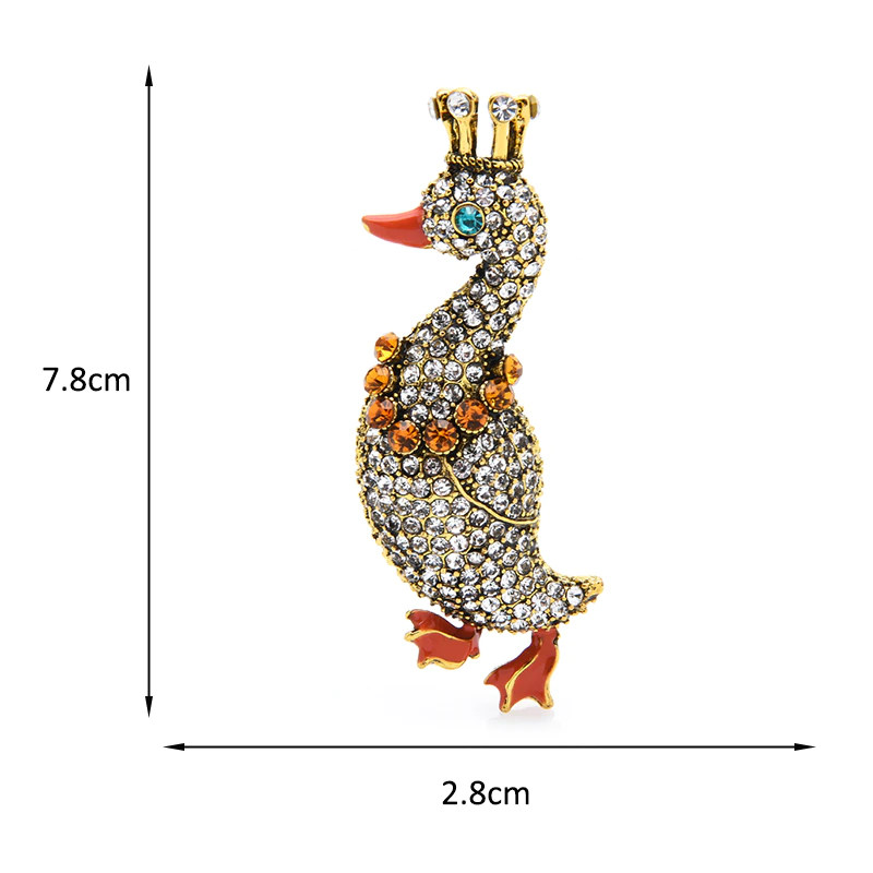 broche canard couronne strass cdb