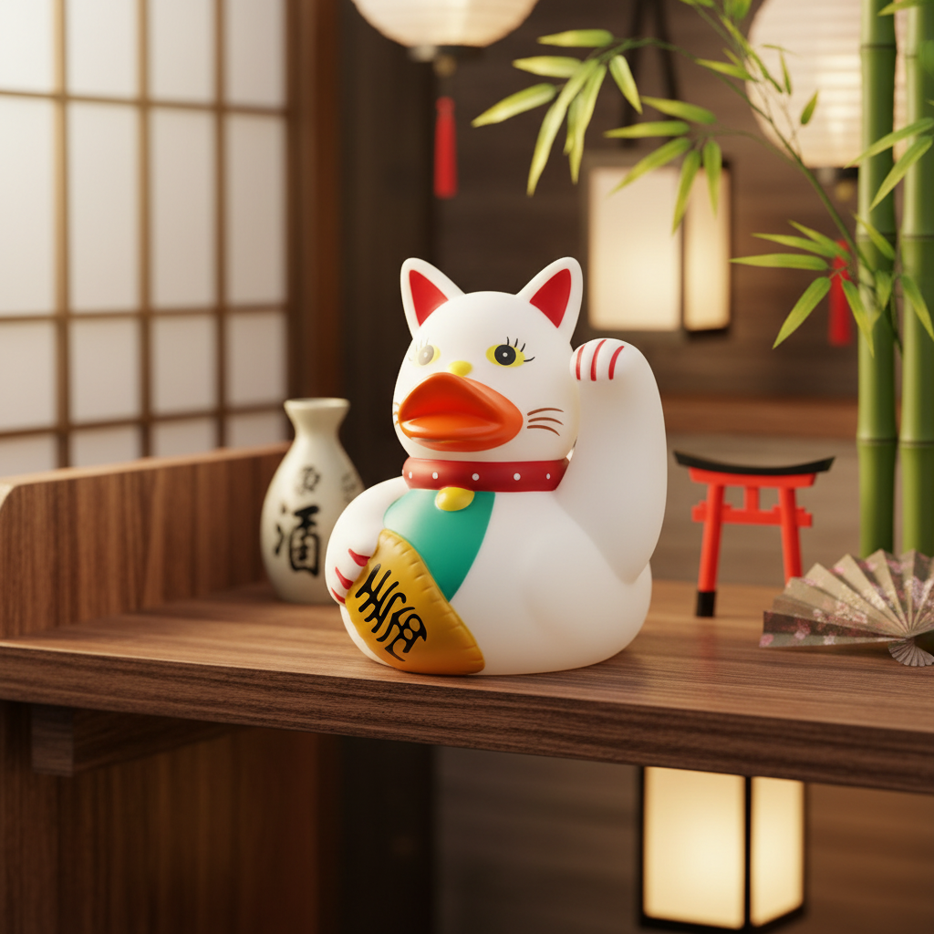 Bath Duck Lucky Cat