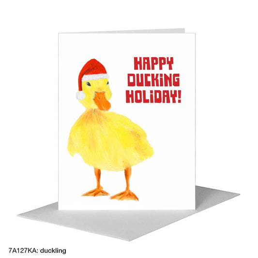 carte de voeux canard noel printed canvas