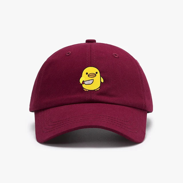 casquette canard jaune couteau brode