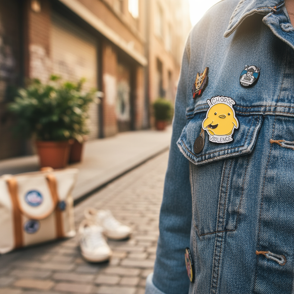 Photo produit - Pin's Canard Jaune "I choose Violence"