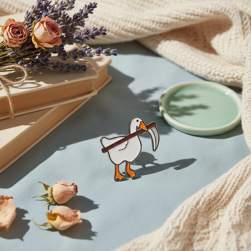 Fehér kacsa tű kaszával