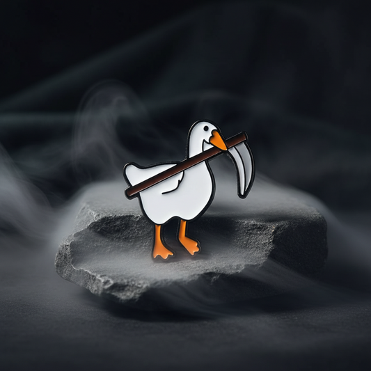 Bílá kachna Pin s kosou