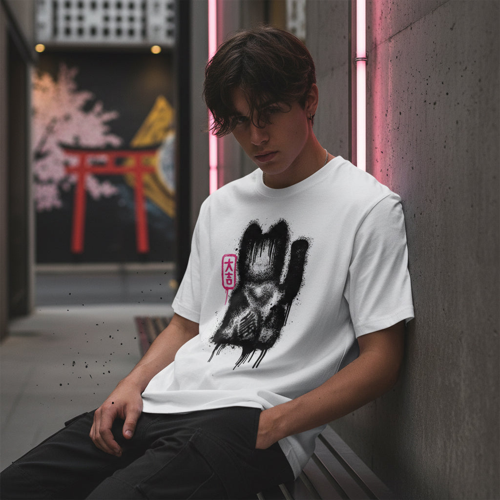 Rocket Man white t-shirt - Lucky Cat Spray