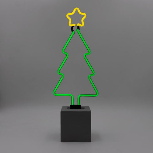 neon concrete base christmas tree