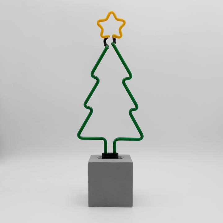neon concrete base christmas tree