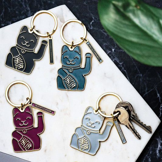 porte cles chat chanceux vert donkey