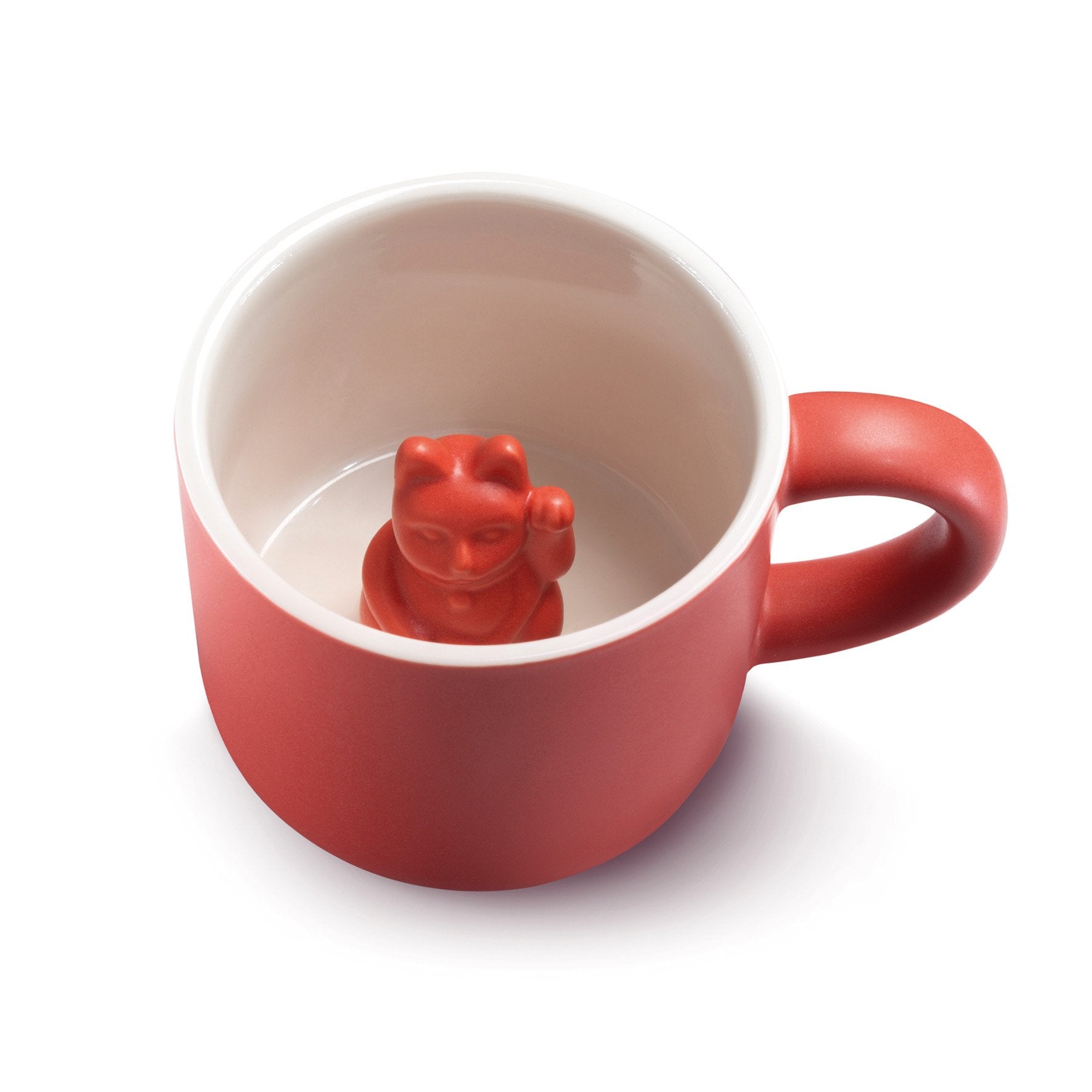 Tazza In Ceramica A Forma Di Maneki Neko - Gatto Portafortuna Giapponese Bianco (450 Ml)