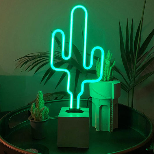 neon concrete base cactus