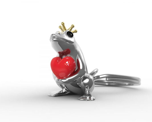 porte cles grenouille noire coeur metalmorphose