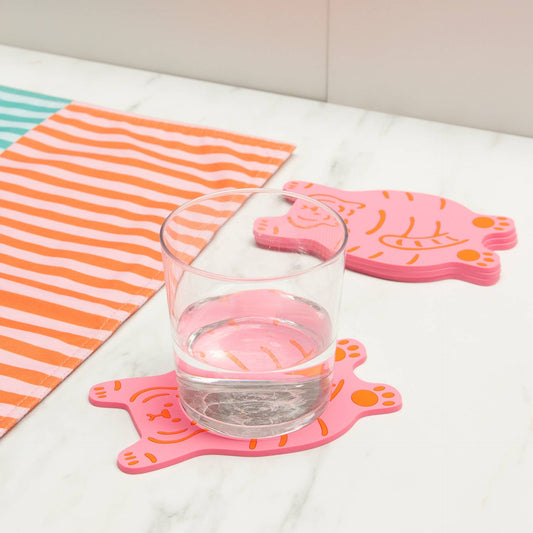 Lot de 4 Sous Verres Tigre Rose Helio Ferretti Vue 2
