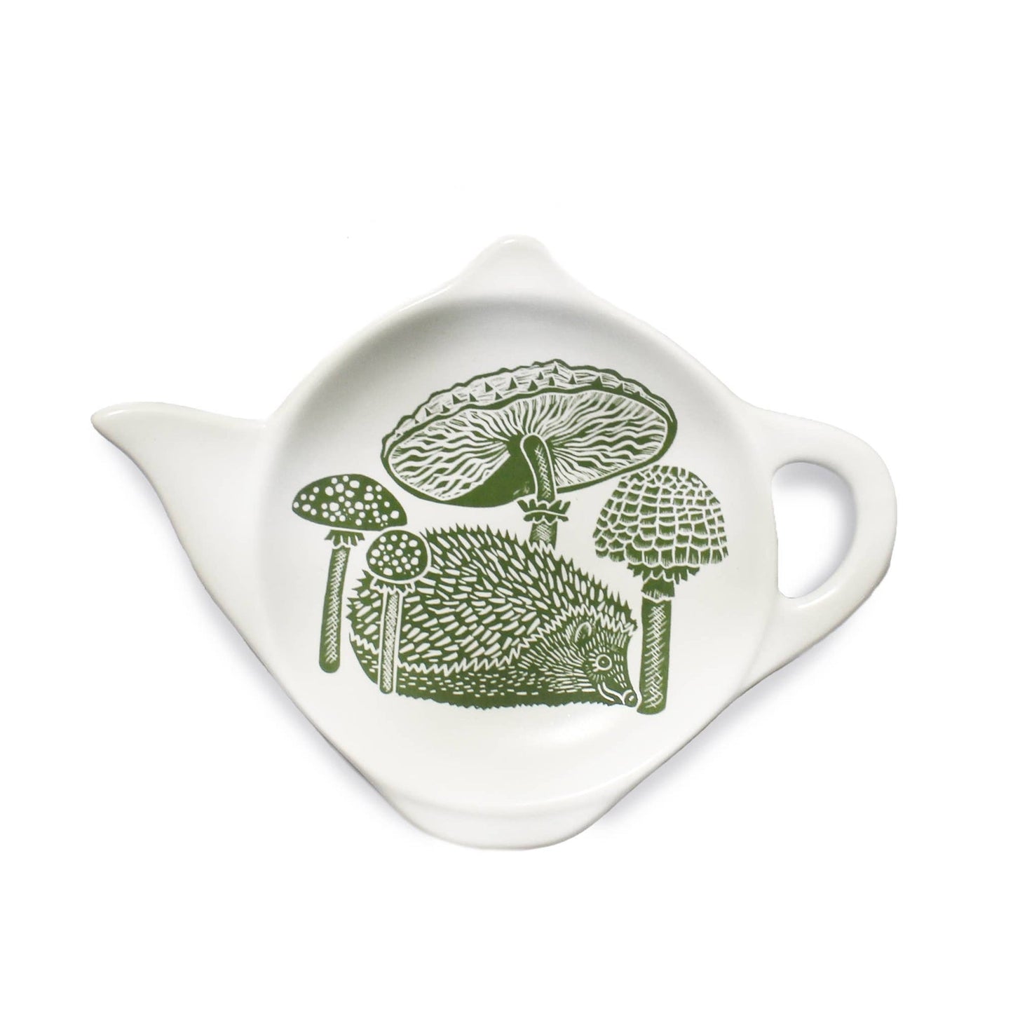 Porte-cuillère pour sachet de thé en céramique, hérisson aux champignons