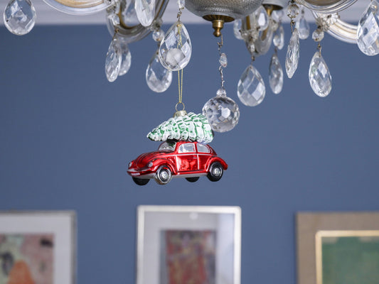 Décoration de Noël Coccinelle VW Rouge avec Sapin
