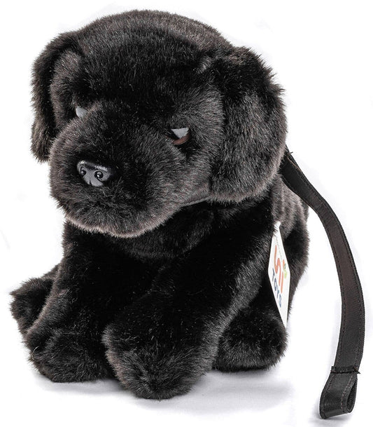 Plüsch-Labradorwelpe (schwarz), mit Leine