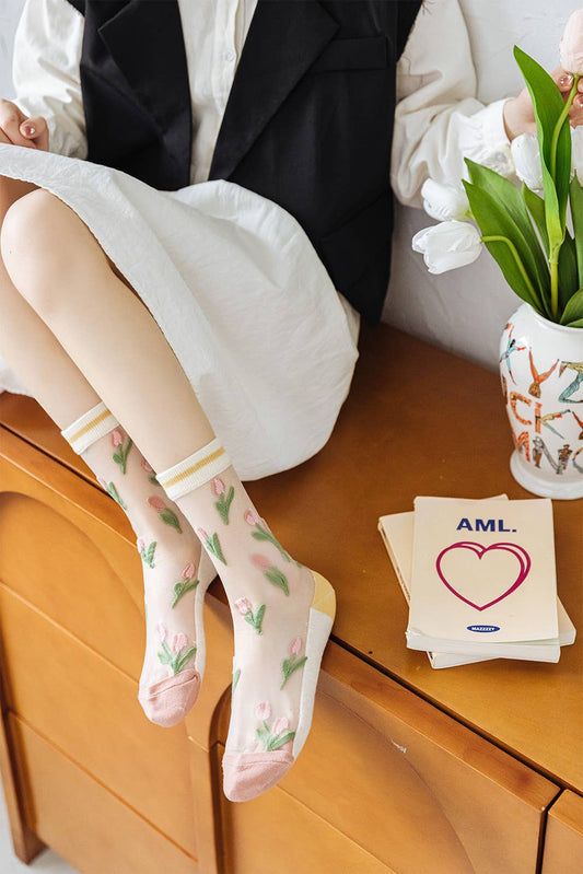 Chaussettes transparentes Tulipes