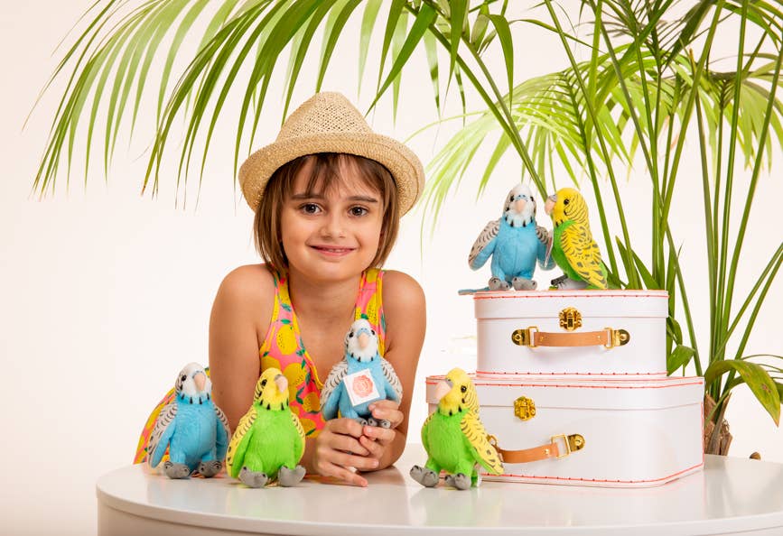 Peluche Perruche ondulée bleu