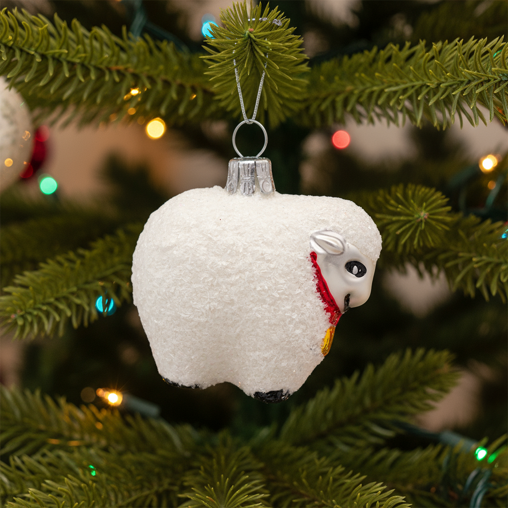White Sheep Christmas Bauble