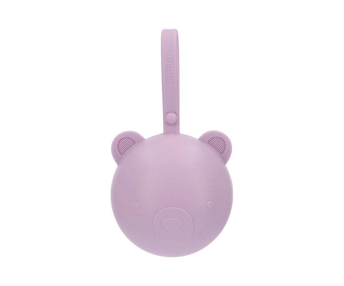 Porte-sucette en silicone Ours lilas - vue 4