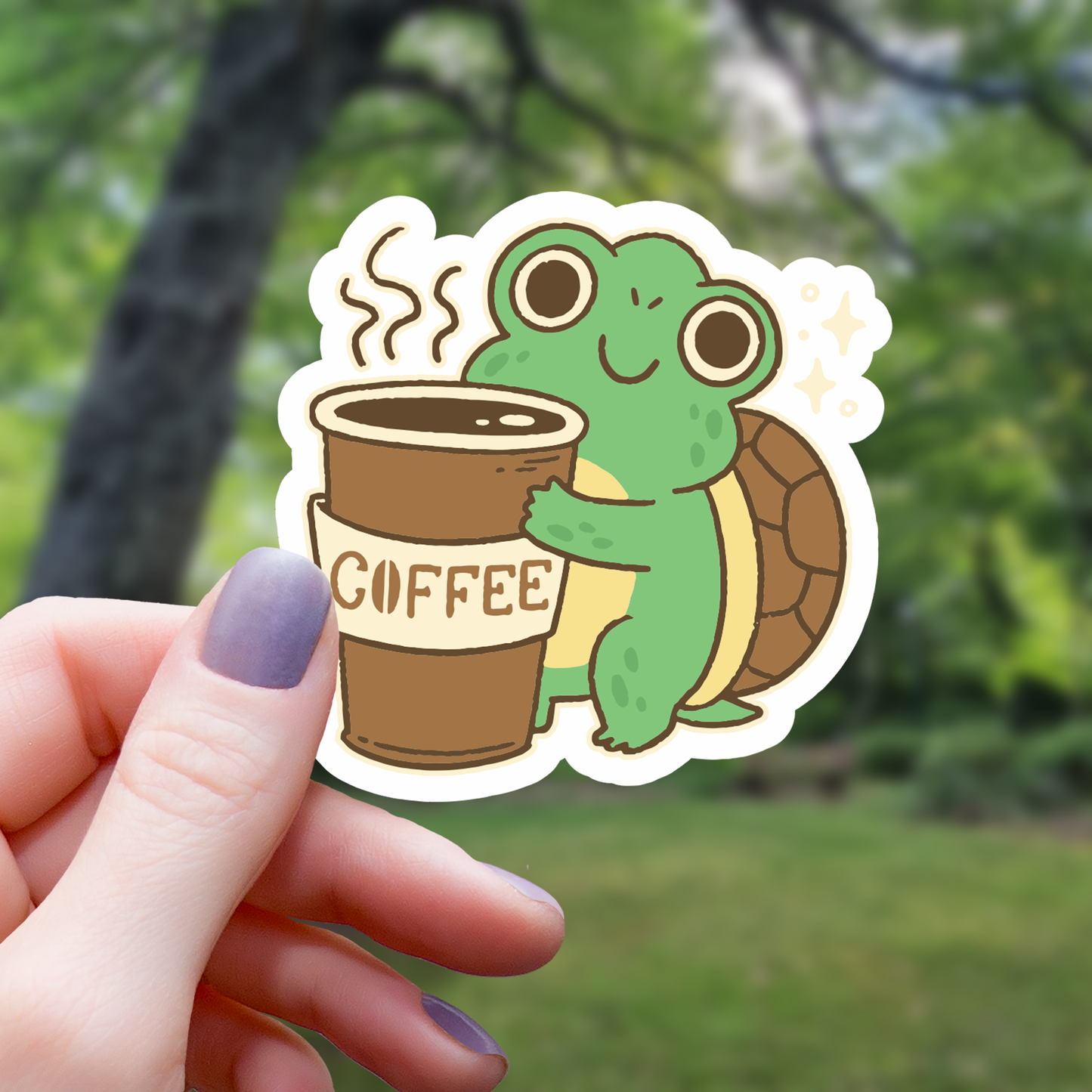 sticker tortue chibi avec cafe mimic gaming co