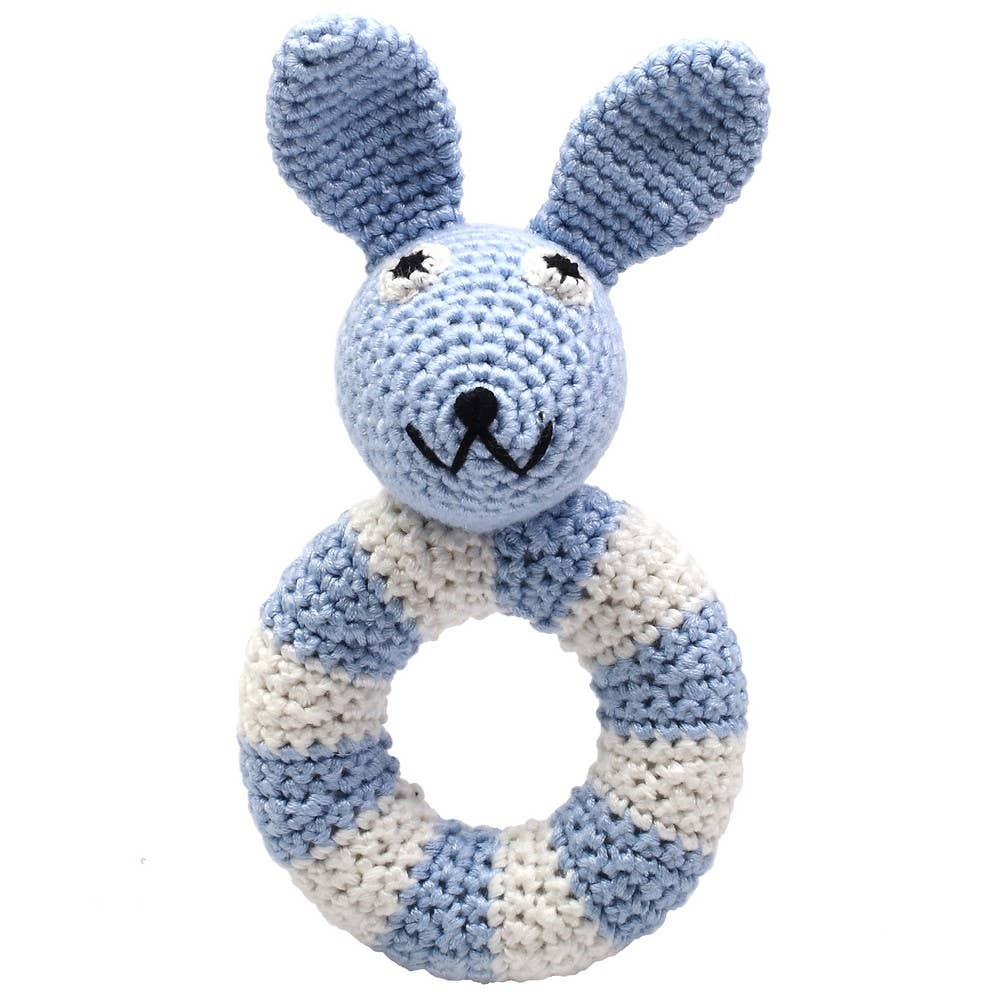 Hochet anneau - Lapin bleu clair